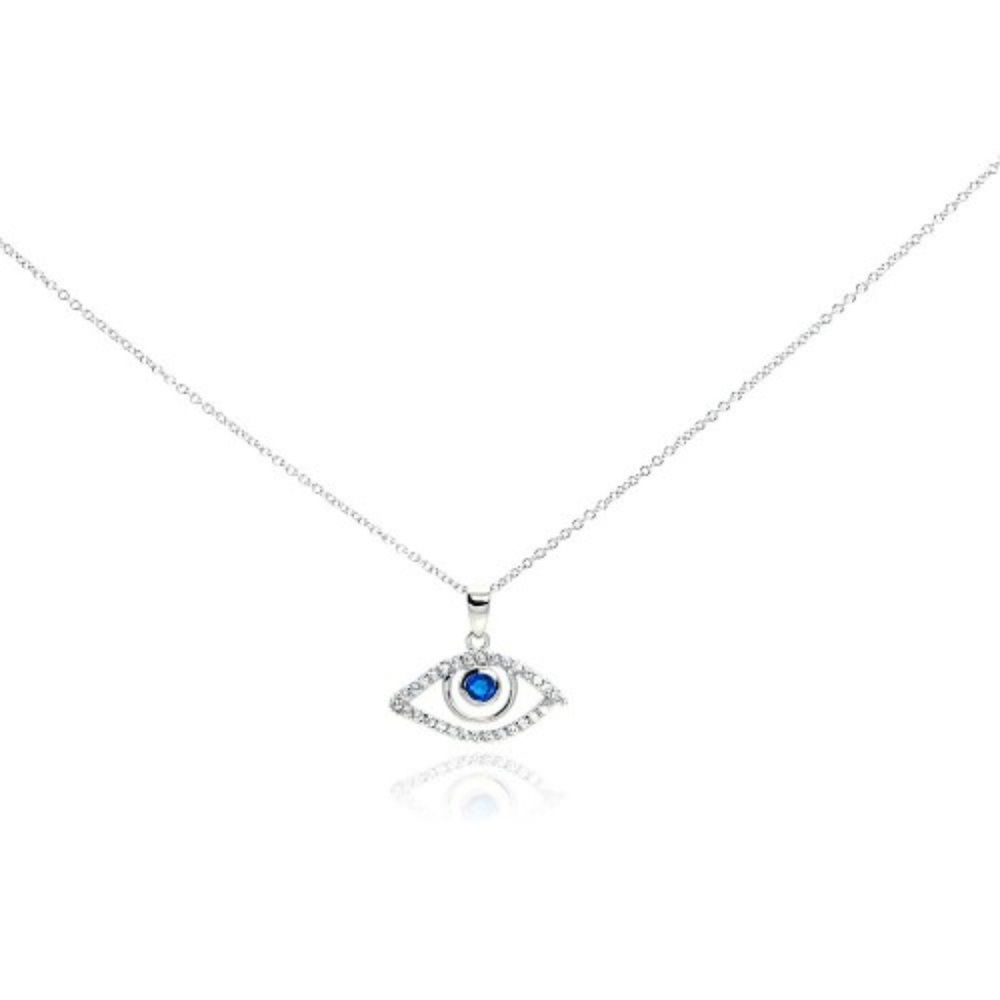NEW Sterling Silver 925 Evil Eye Pendant Necklace